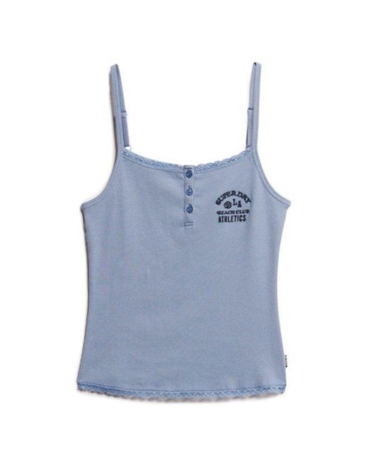 Superdry Blue & Co Athletic Essentials Button Down Cami Top