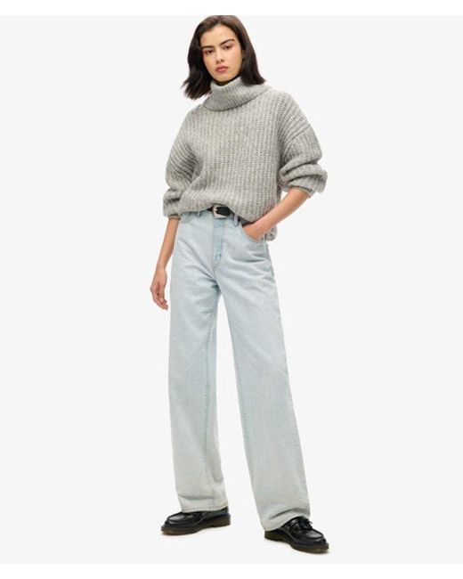 Superdry Gray Brushed Rib Slouch Neck Jumper