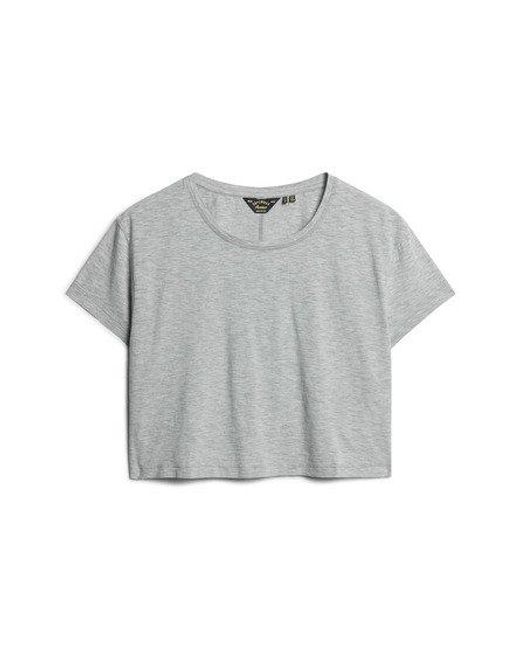 Superdry Gray Ladies Classic Slouchy Cropped T-shirt