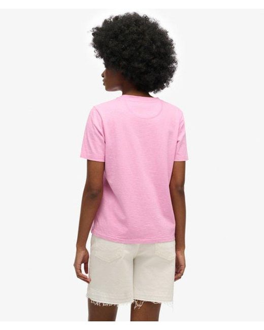 Superdry Pink & Co Essential Logo Garment Dye Pocket T-shirt