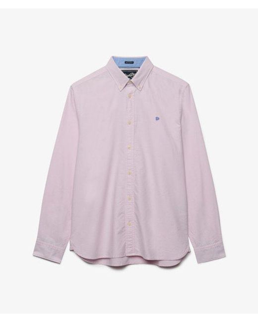 Superdry Purple Preppy Oxford Long Sleeve Shirt for men