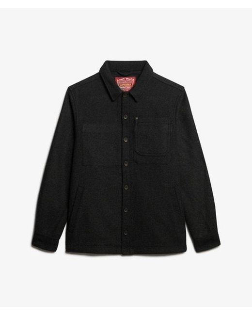 Superdry Black & Co Merchant Wool Texture Overshirt for men