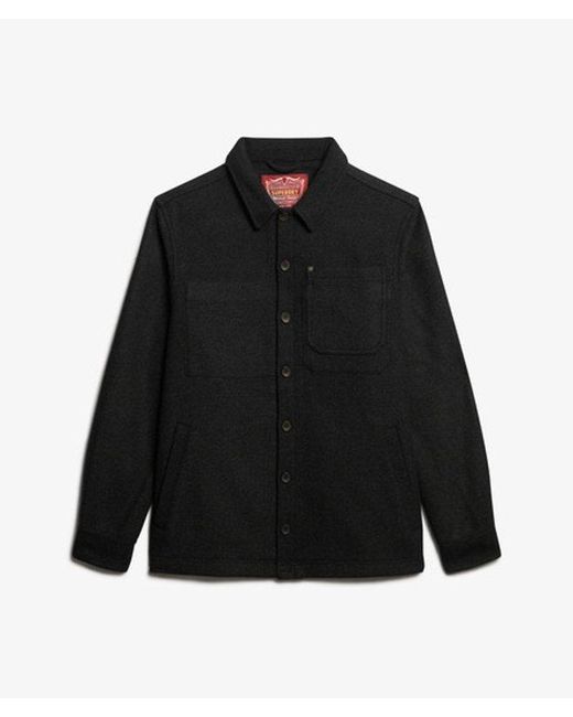 Superdry Black & Co Merchant Wool Texture Overshirt for men
