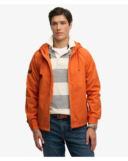 Superdry Orange Hooded Washed Twill Jacket for men