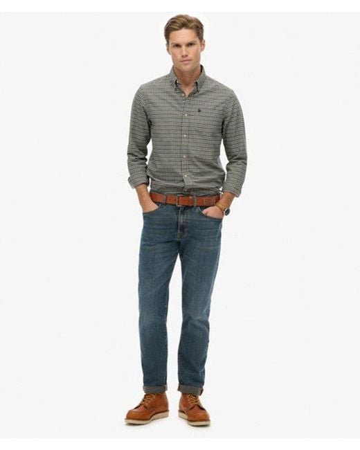 Superdry Premium Oxford Overhemd Met Ruitjes in het Gray voor heren