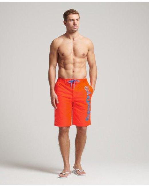 Superdry Orange Classic Board Shorts for men