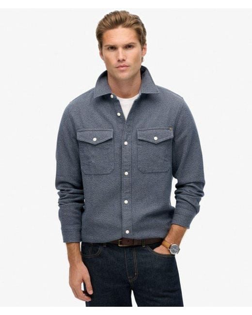 Superdry Merchant Heavy Flannel Overhemd in het Blue voor heren
