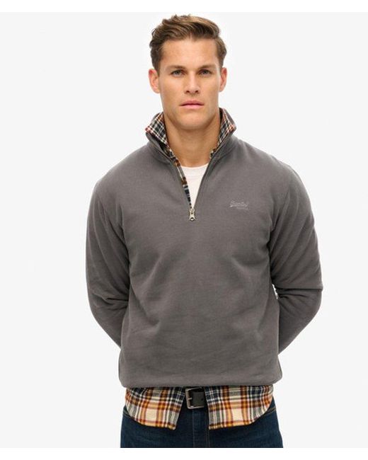 Homme Sweatshirt Demi-Zip Essential Logo Taille Superdry pour homme en coloris Gray