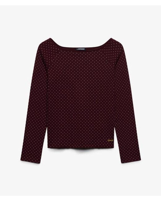 Superdry Red & Co Bardot Off Shoulder Top