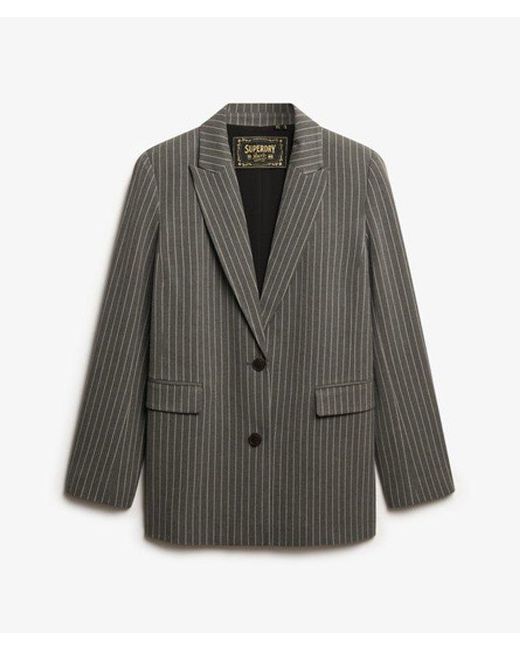 Superdry Gray & Co Pinstripe Boyfriend Blazer