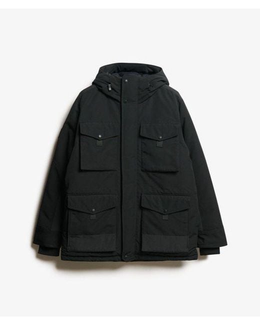 Superdry Black Everest Tactical Parka Jacket for men