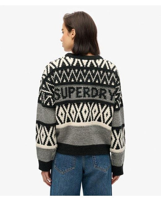 Superdry Black & Co Branded Pattern Crew Jumper