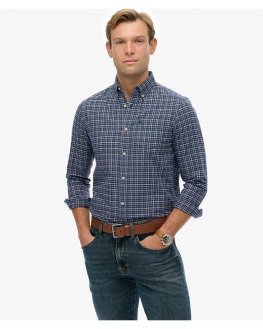 Superdry Premium Oxford Overhemd Met Ruitjes in het Blue voor heren