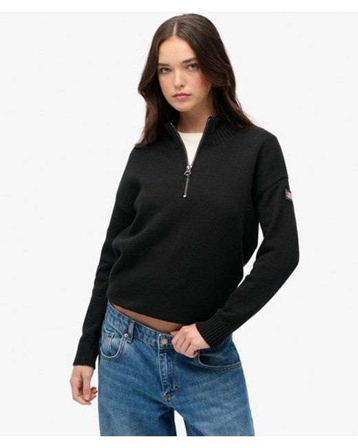 Superdry Black & Co Slouchy Knitted Half Zip