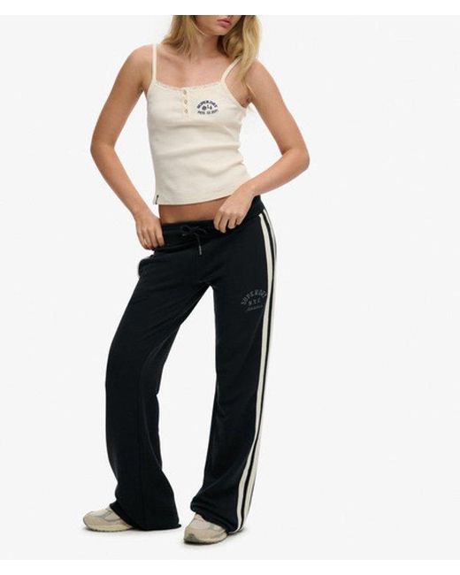 Superdry Blue Athletic Essentials Stripe Flare joggers