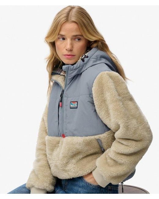 Superdry Blue Super Soft Hybrid Half Zip Jacket