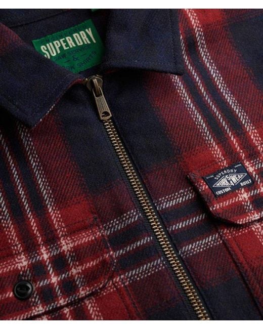 Superdry Red & Co Wool Blend Miller Zip Overshirt for men
