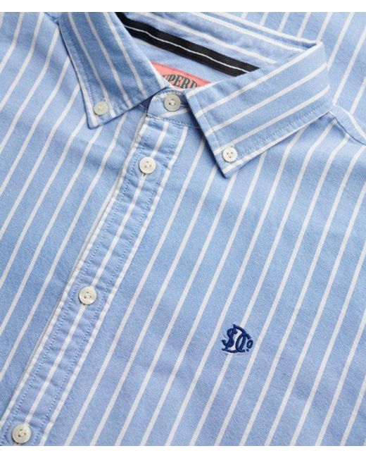 Superdry Blue Slim Oxford Button Down Long Sleeve Shirt