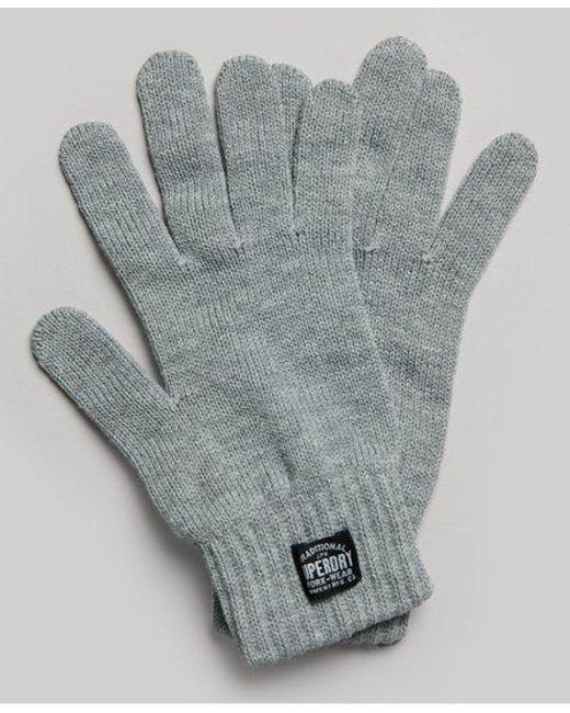 Superdry Klassieke Gebreide Handschoenen in het Gray