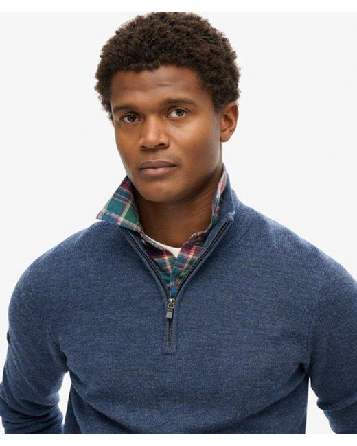 Superdry Blue & Co Merino Half Zip Jumper for men
