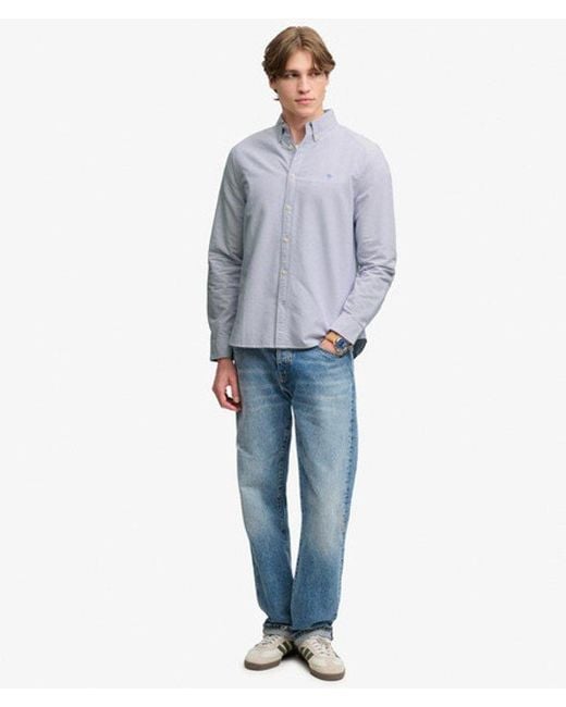Superdry Blue Preppy Oxford Long Sleeve Shirt for men