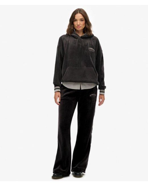 Superdry Black & Co Country Club Velour Relaxed Hoodie