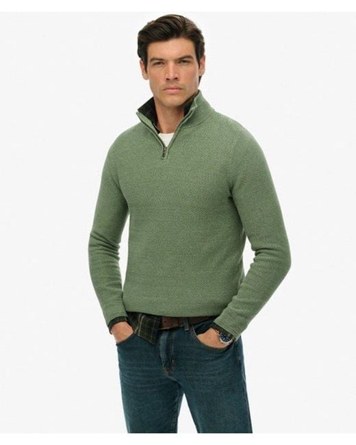 Superdry Green & Co Cotton Texture Half-zip Jumper for men
