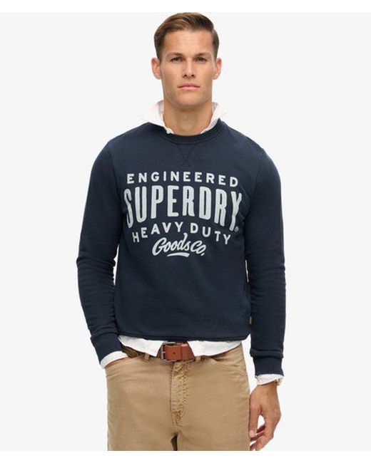 Superdry Blue Machined Goods Workwear Crew Neck Sweatshirt for men