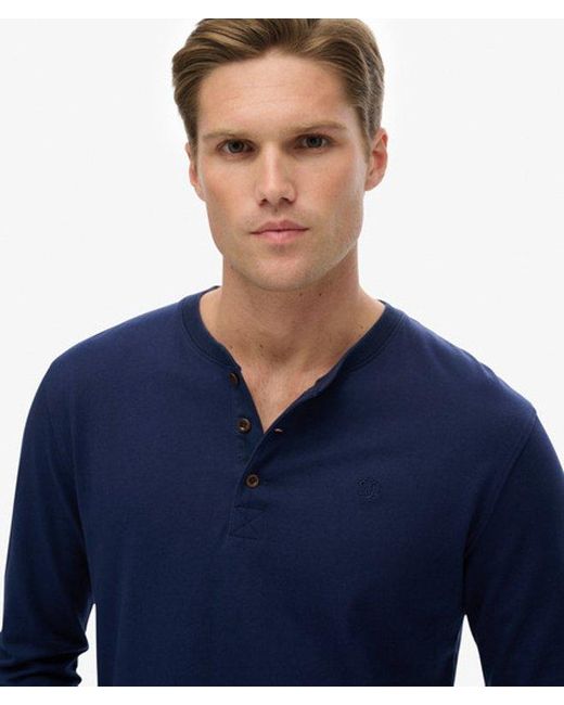 Superdry Blue Classic Essential Grandad Top for men