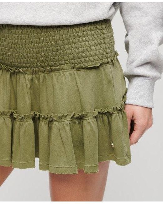 Superdry Green Tiered Jersey Mini Skirt