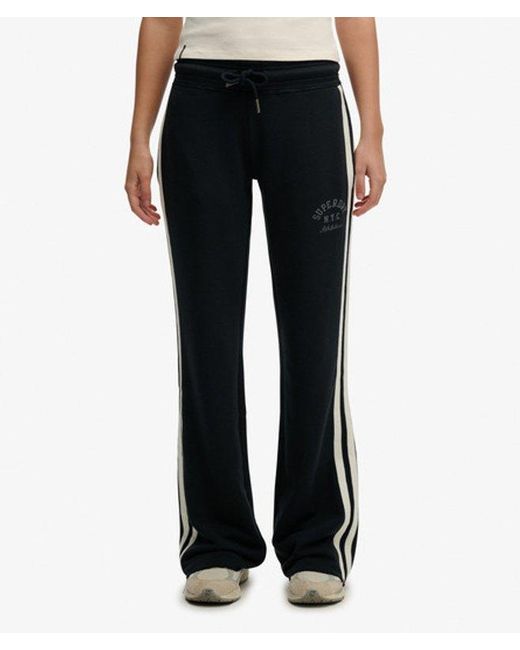Superdry Blue Athletic Essentials Stripe Flare joggers