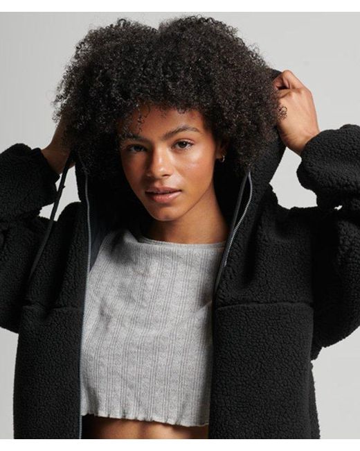 Superdry Black & Co Fully Lined Embroidered Borg Zip-through Hoodie