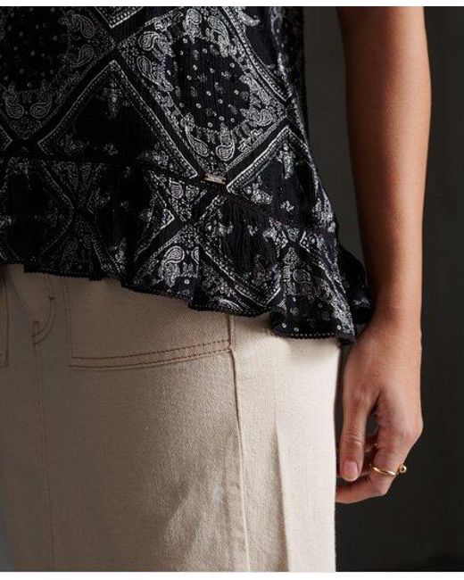 Superdry Black Summer Lace Cami Top Aop