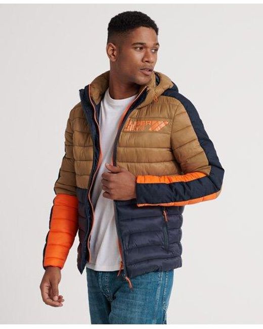Superdry Blue Colour Block Fuji Jacket Tabacco for men
