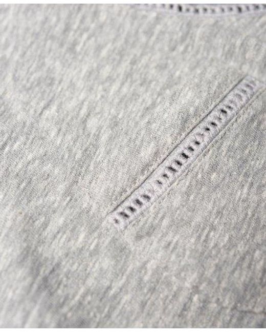 Superdry Gray Ladder Lace Trim Tank Top Marl