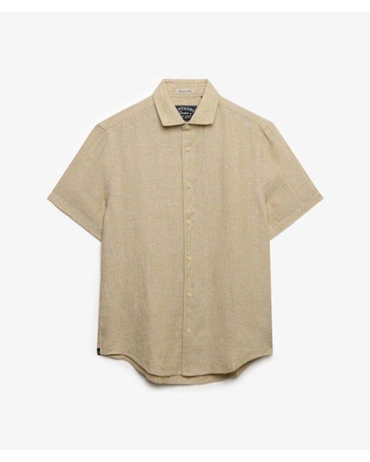 Superdry Brown & Co Riviera Short Sleeve Linen Shirt for men