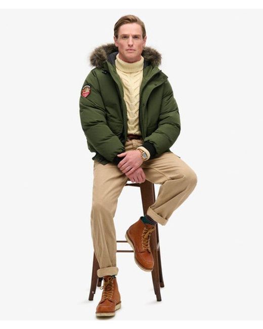 Superdry Green & Co Everest Faux Fur Bomber Jacket for men