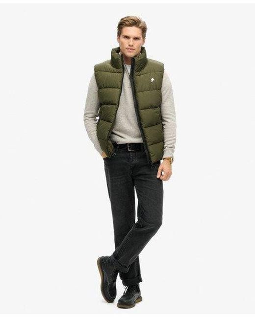 Superdry Green Embroidered Sports Puffer Gilet for men