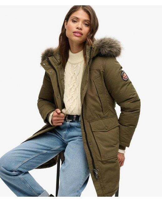 Superdry Everest Parka Van Imitatiebont in het Natural