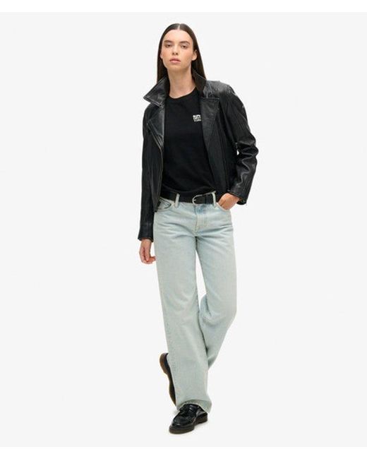 Superdry Black & Co Sport Luxe Logo Fitted Cropped T-shirt