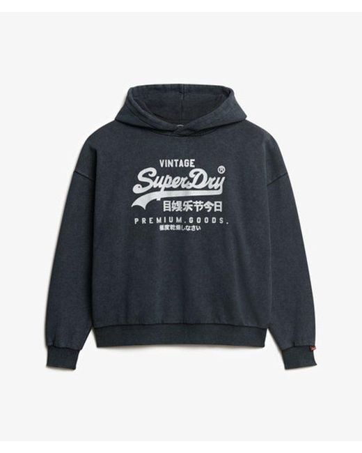 Femme Sweat À Capuche Décontracté Métallisé Vintage Logo Taille Superdry en coloris Black