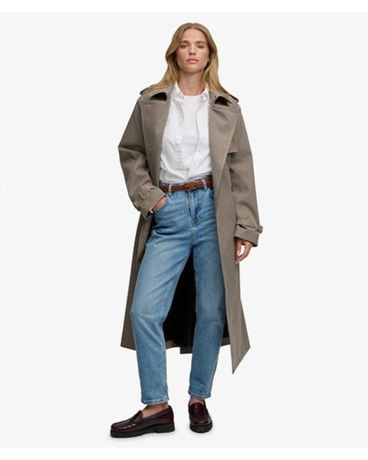 Superdry Blue & Co Micro Check Trench Coat