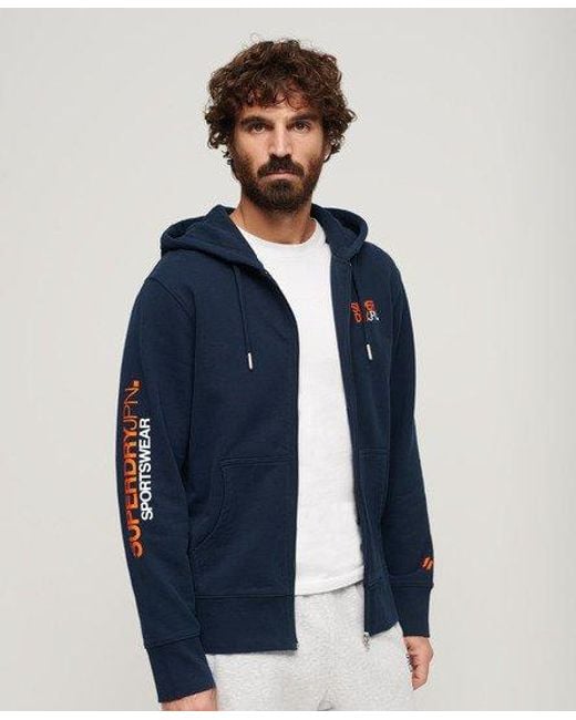 Sweat à capuche ample zippé à logo sportswear Superdry pour homme en coloris Blue
