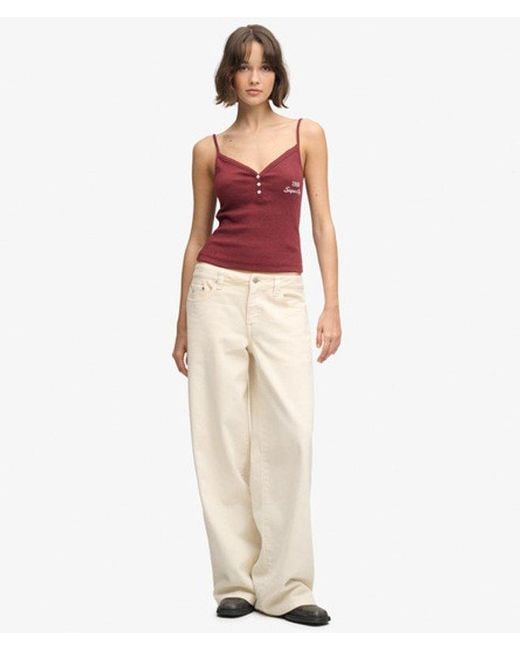 Superdry Red & Co Athletic Essentials Button Down Cami Top