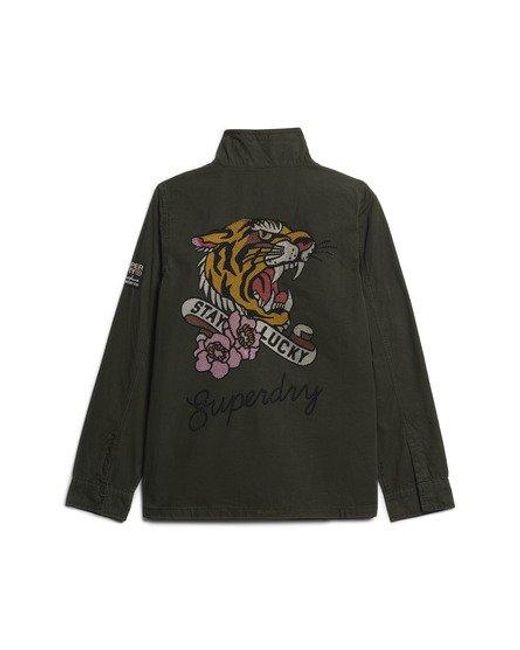 Superdry Black St Tropez M65 Embellished Military Jacket