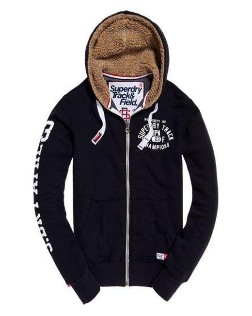 Superdry Blue Track & Field Winter Zip Hoodie Truest for men