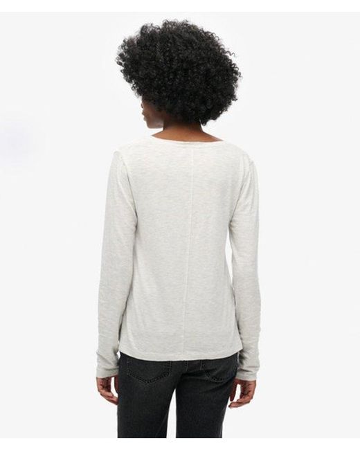 Superdry White & Co Long Sleeve V Neck Jersey Top