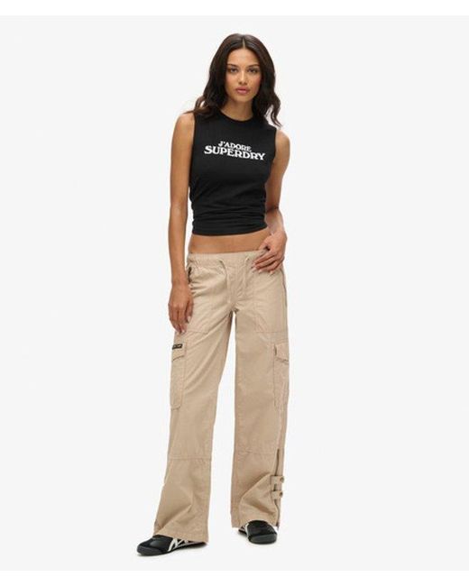 Superdry Natural Low Rise Wide Leg Cargo Pants