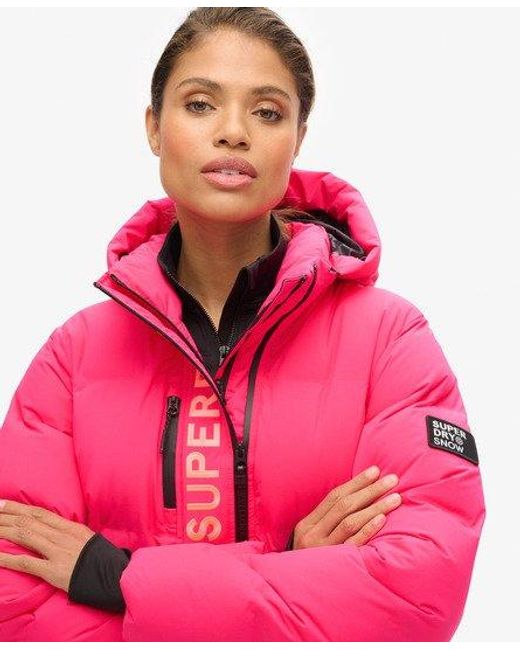 Superdry Sport Hooded Ski Boxy Puffer Jacket in Pink Lyst UK