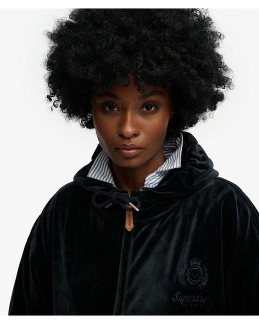 Superdry Black & Co Country Club Velour Zip Hoodie
